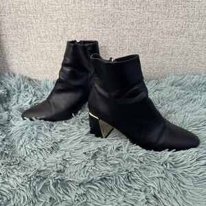 ZARA‎ Black Block Heel Ankle Boots 37